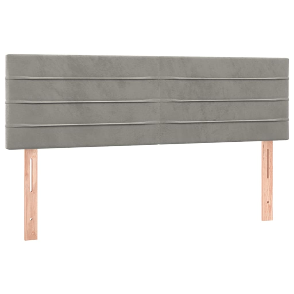 Boxspring met matras en LED fluweel lichtgrijs 140x190 cm is nu te koop bij PeponiXL, paradijselijk wonen!