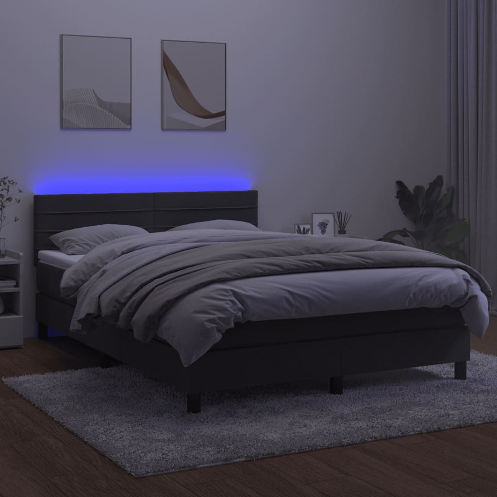 Boxspring met matras en LED fluweel donkergrijs 140x190 cm is nu te koop bij PeponiXL, paradijselijk wonen!