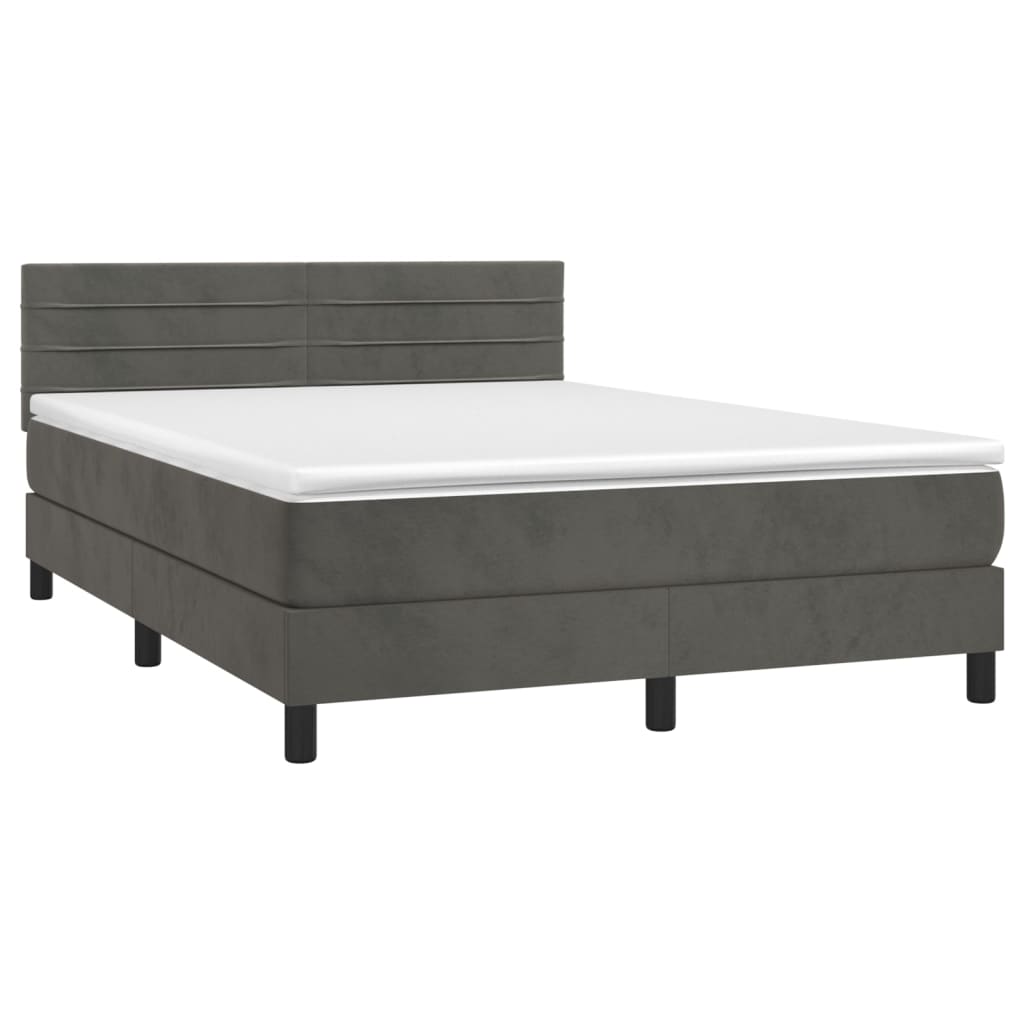 Boxspring met matras en LED fluweel donkergrijs 140x200 cm is nu te koop bij PeponiXL, paradijselijk wonen!