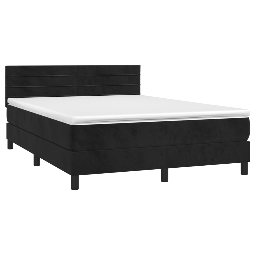 Boxspring met matras en LED fluweel zwart 140x200 cm is nu te koop bij PeponiXL, paradijselijk wonen!