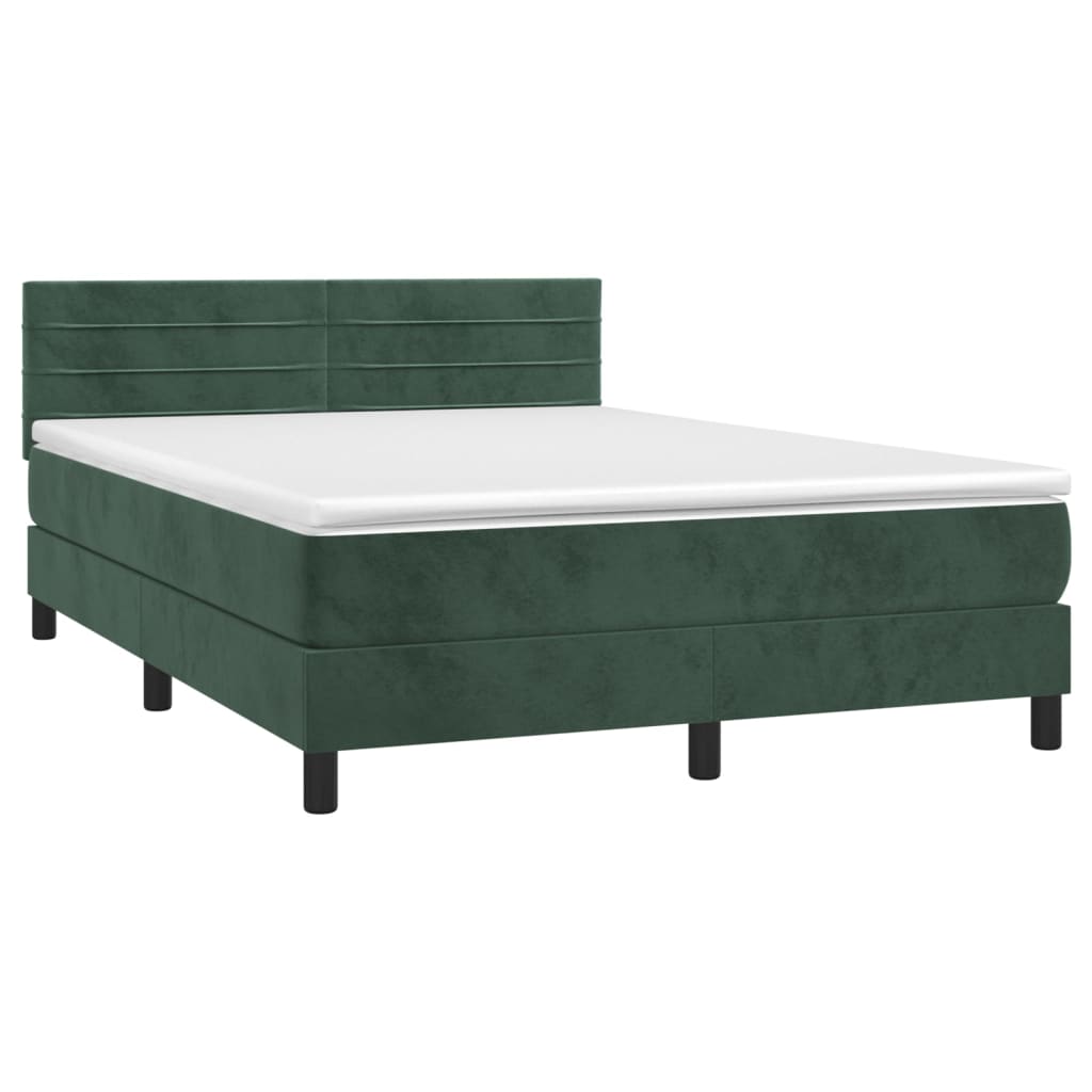 Boxspring met matras en LED fluweel donkergroen 140x200 cm is nu te koop bij PeponiXL, paradijselijk wonen!