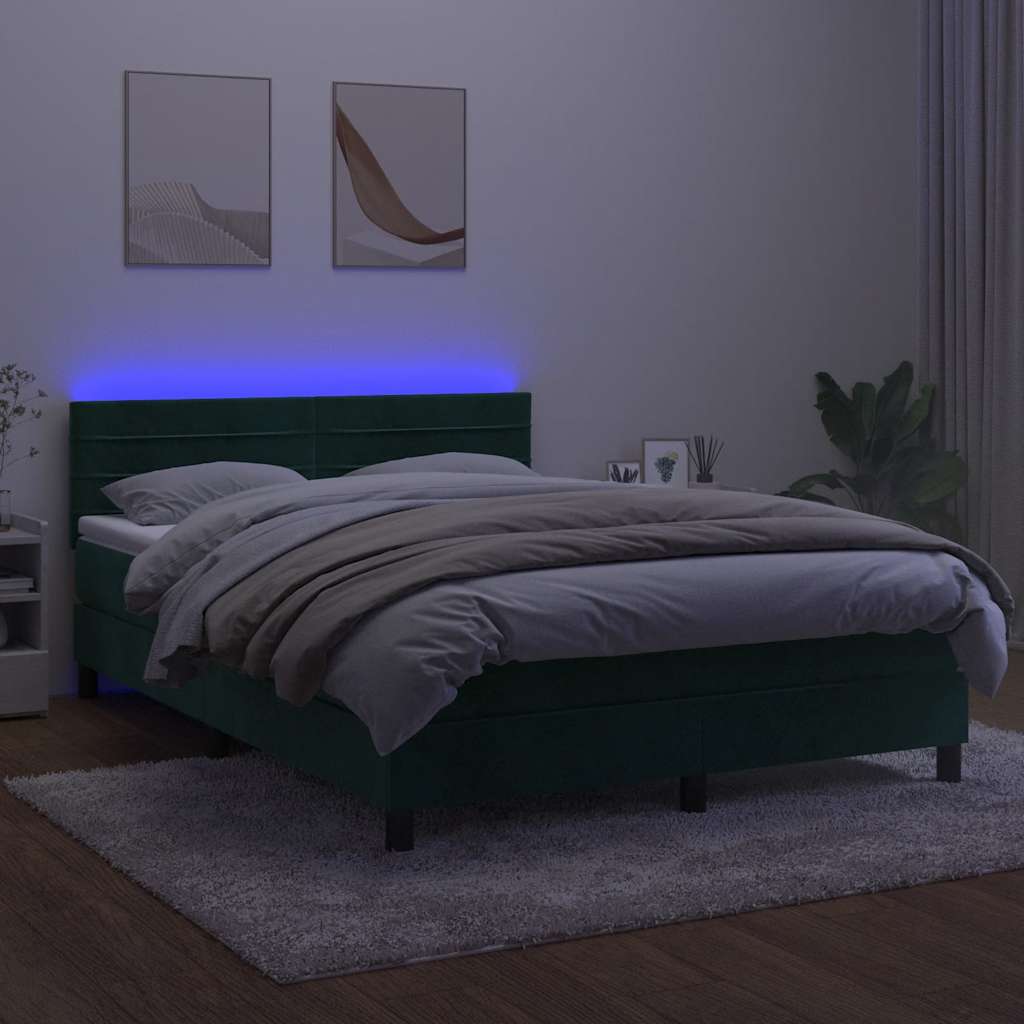 Boxspring met matras en LED fluweel donkergroen 140x200 cm is nu te koop bij PeponiXL, paradijselijk wonen!