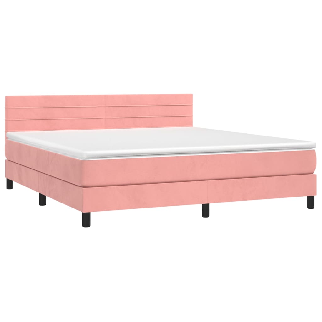 Boxspring met matras en LED fluweel roze 160x200 cm is nu te koop bij PeponiXL, paradijselijk wonen!