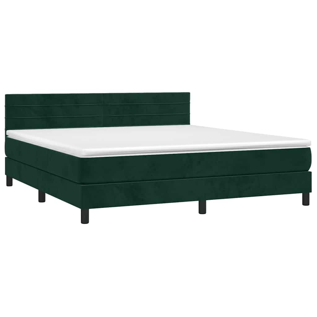 Boxspring met matras en LED fluweel donkergroen 180x200 cm is nu te koop bij PeponiXL, paradijselijk wonen!