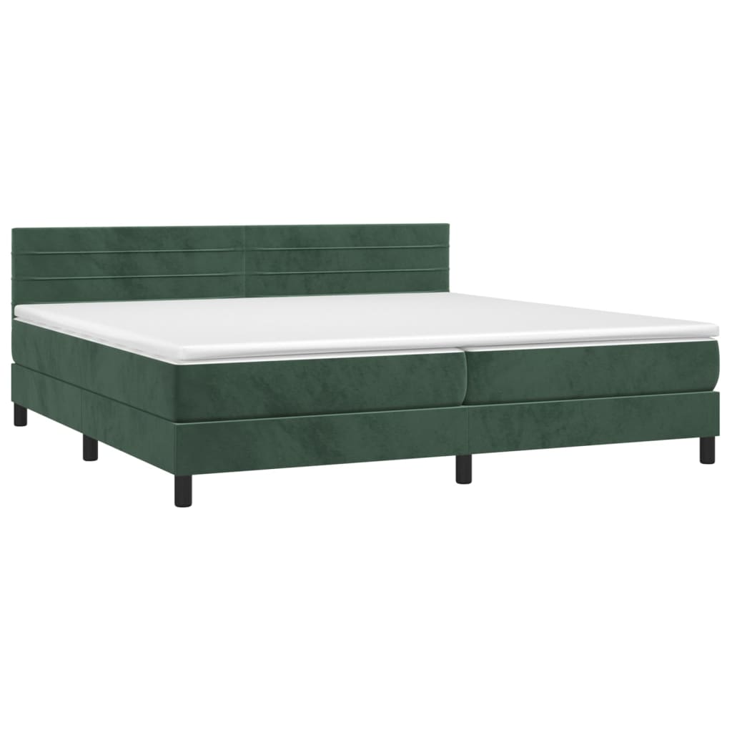 Boxspring met matras en LED fluweel donkergroen 200x200 cm is nu te koop bij PeponiXL, paradijselijk wonen!