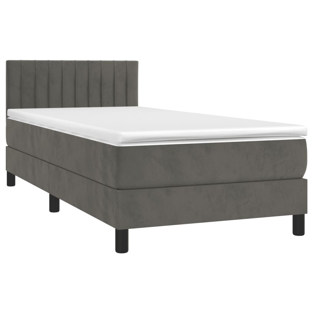 Boxspring met matras en LED fluweel donkergrijs 80x200 cm is nu te koop bij PeponiXL, paradijselijk wonen!