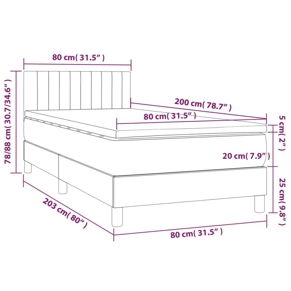 Boxspring met matras en LED fluweel zwart 80x200 cm is nu te koop bij PeponiXL, paradijselijk wonen!