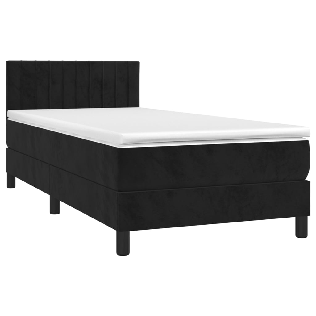 Boxspring met matras en LED fluweel zwart 90x200 cm is nu te koop bij PeponiXL, paradijselijk wonen!