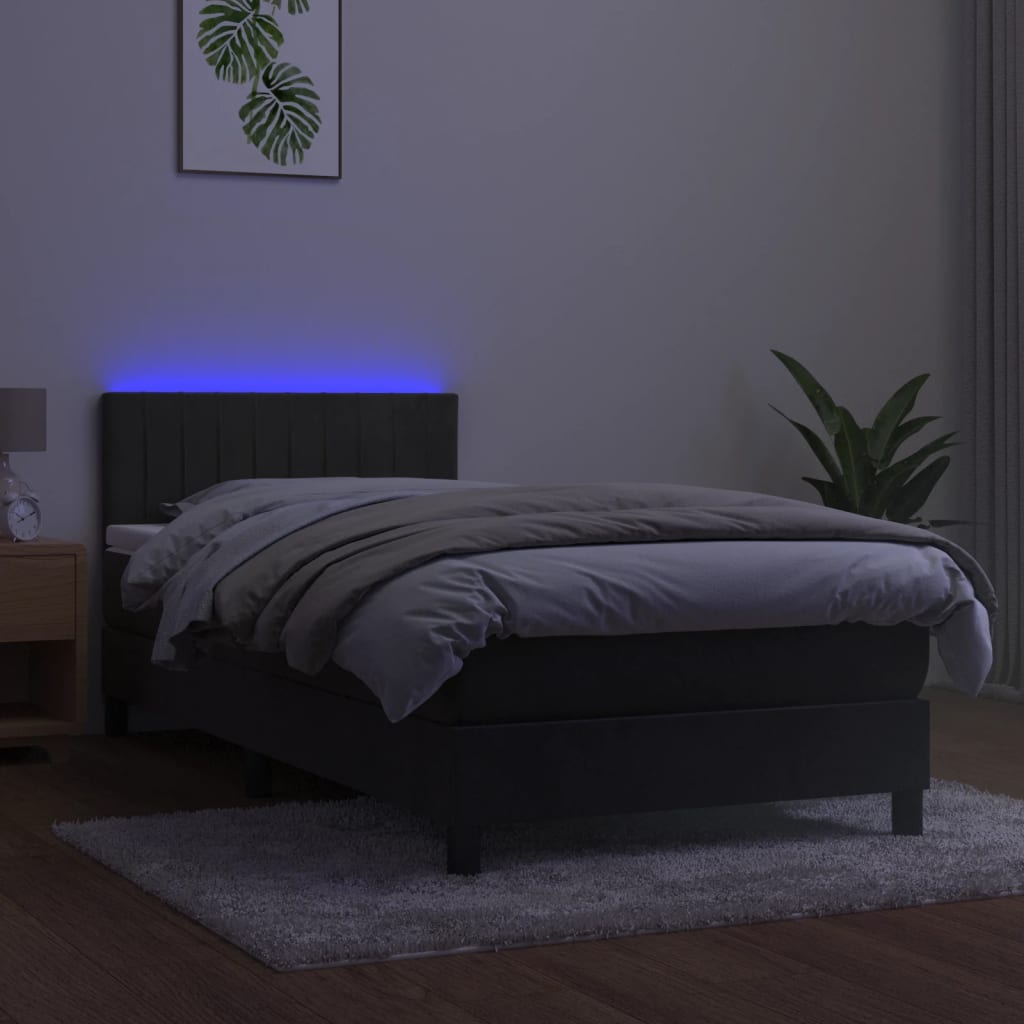 Boxspring met matras en LED fluweel donkergrijs 100x200 cm is nu te koop bij PeponiXL, paradijselijk wonen!