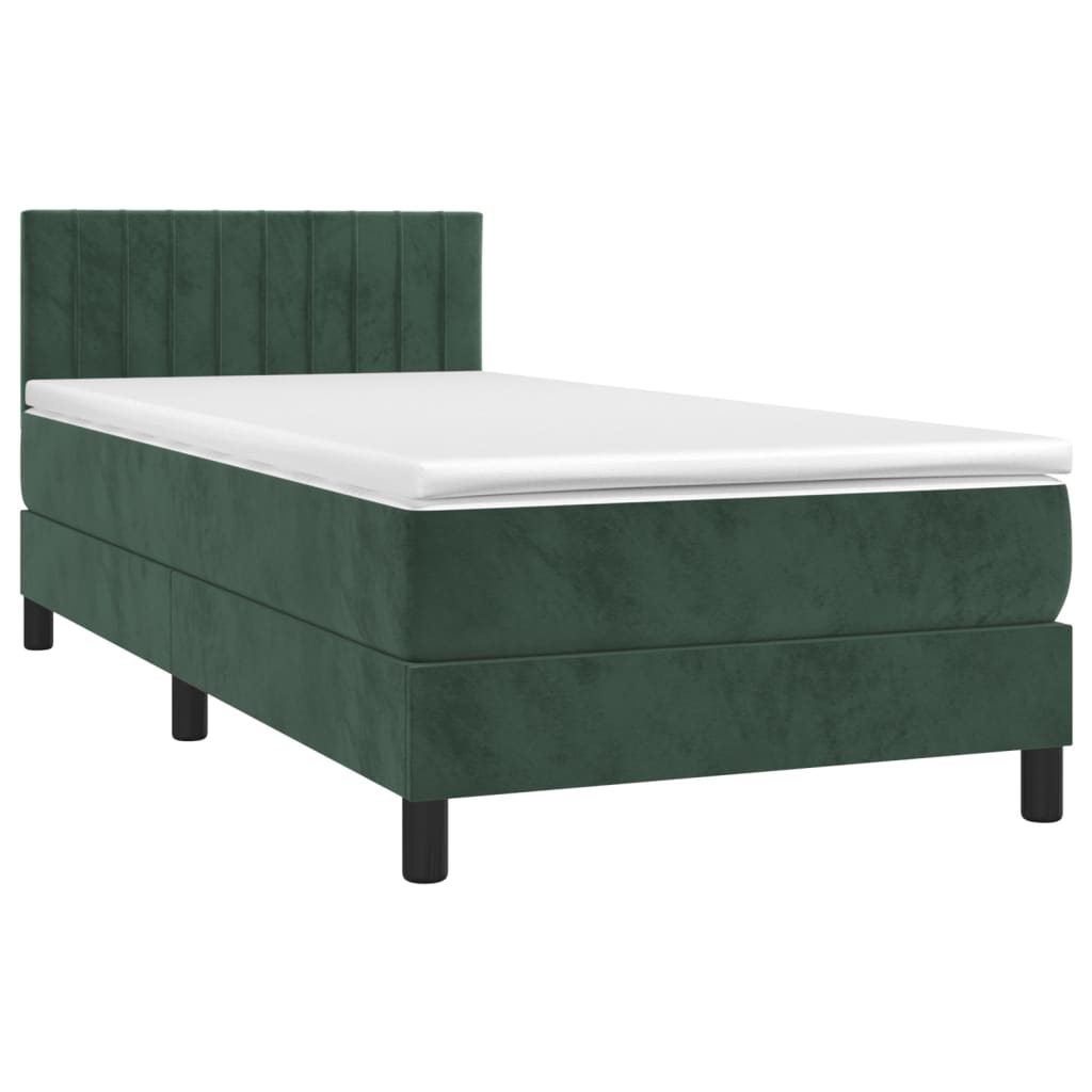 Boxspring met matras en LED fluweel donkergroen 100x200 cm is nu te koop bij PeponiXL, paradijselijk wonen!