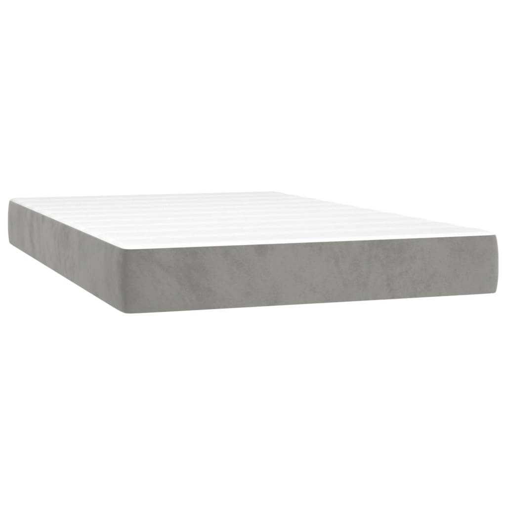 Boxspring met matras en LED fluweel lichtgrijs 120x200 cm is nu te koop bij PeponiXL, paradijselijk wonen!