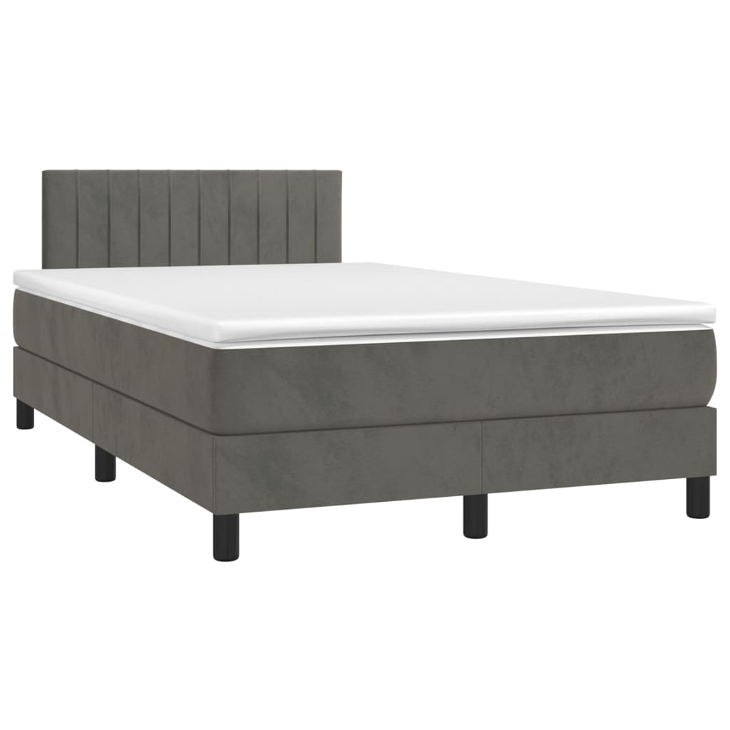 Boxspring met matras en LED fluweel donkergrijs 120x200 cm is nu te koop bij PeponiXL, paradijselijk wonen!