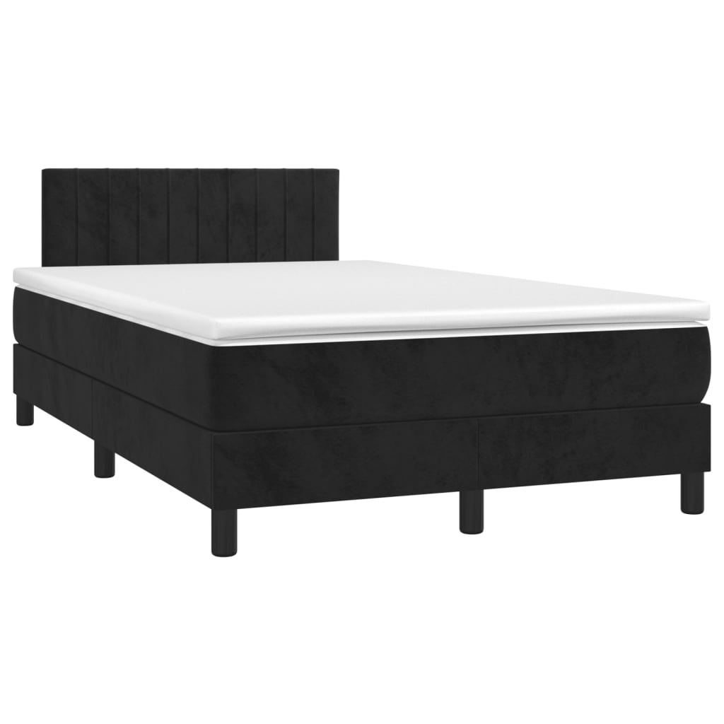 Boxspring met matras en LED fluweel zwart 120x200 cm is nu te koop bij PeponiXL, paradijselijk wonen!