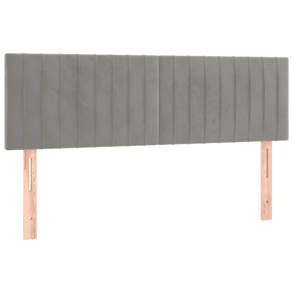 Boxspring met matras en LED fluweel lichtgrijs 140x190 cm is nu te koop bij PeponiXL, paradijselijk wonen!