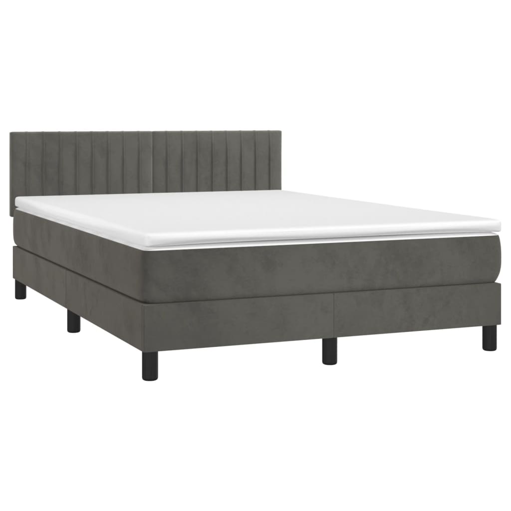 Boxspring met matras en LED fluweel donkergrijs 140x190 cm is nu te koop bij PeponiXL, paradijselijk wonen!