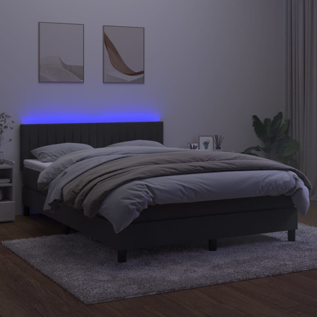 Boxspring met matras en LED fluweel donkergrijs 140x190 cm is nu te koop bij PeponiXL, paradijselijk wonen!