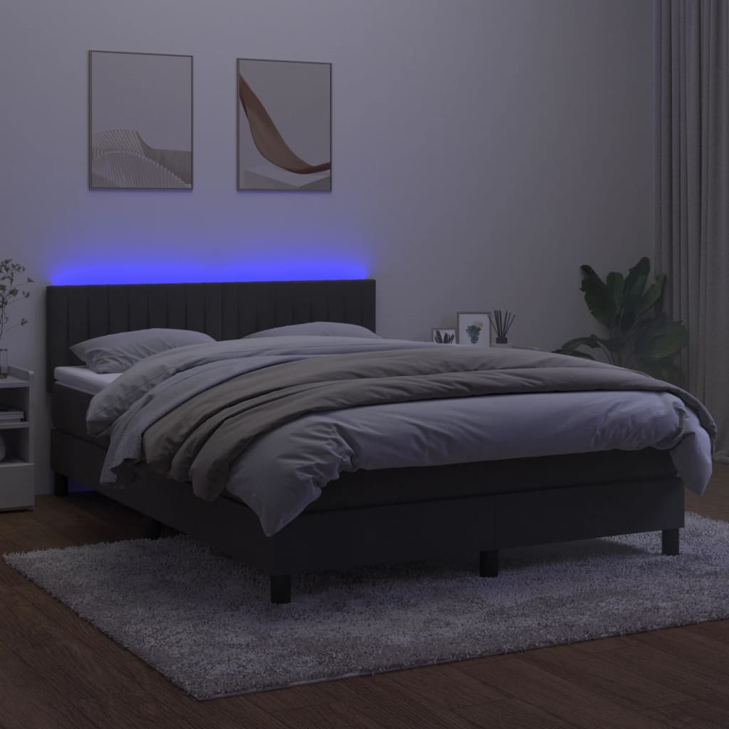 Boxspring met matras en LED fluweel donkergrijs 140x200 cm is nu te koop bij PeponiXL, paradijselijk wonen!