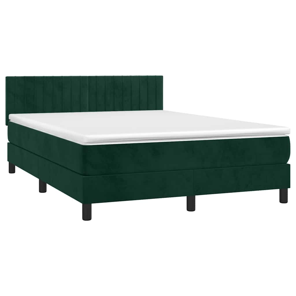 Boxspring met matras en LED fluweel donkergroen 140x200 cm is nu te koop bij PeponiXL, paradijselijk wonen!