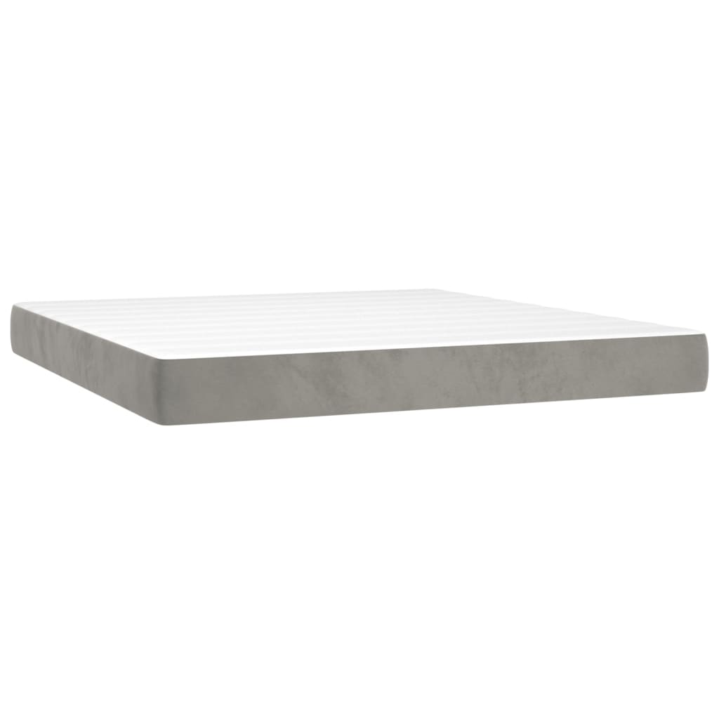 Boxspring met matras en LED fluweel lichtgrijs 160x200 cm is nu te koop bij PeponiXL, paradijselijk wonen!