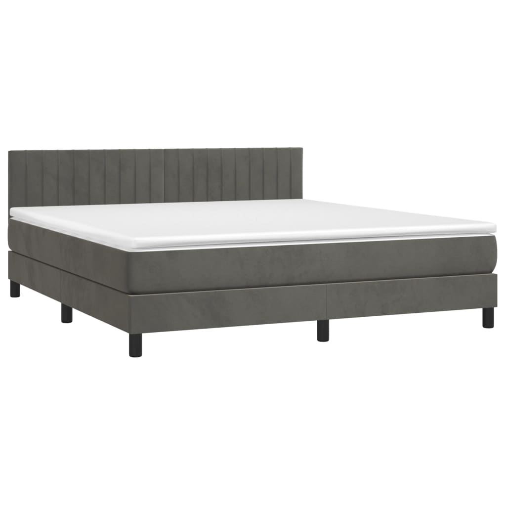 Boxspring met matras en LED fluweel donkergrijs 160x200 cm is nu te koop bij PeponiXL, paradijselijk wonen!