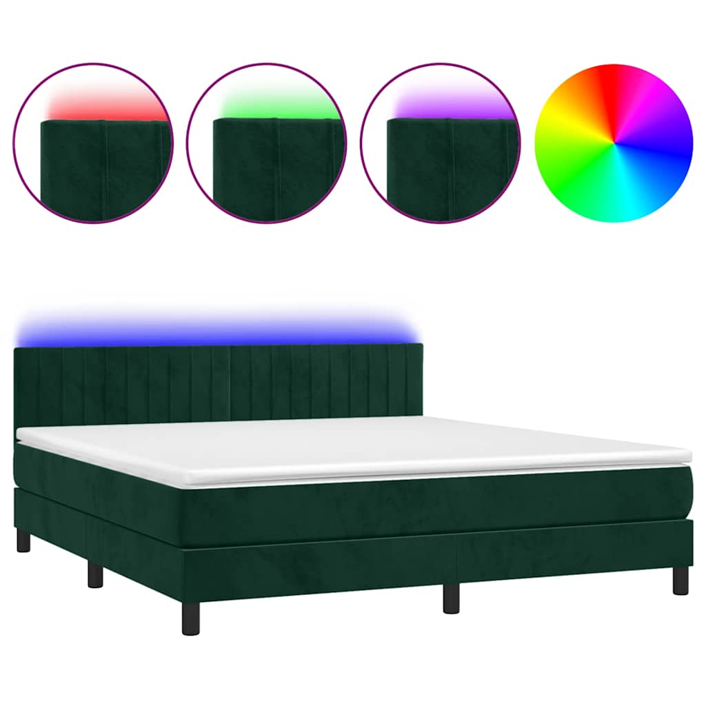 Boxspring met matras en LED fluweel donkergroen 160x200 cm is nu te koop bij PeponiXL, paradijselijk wonen!