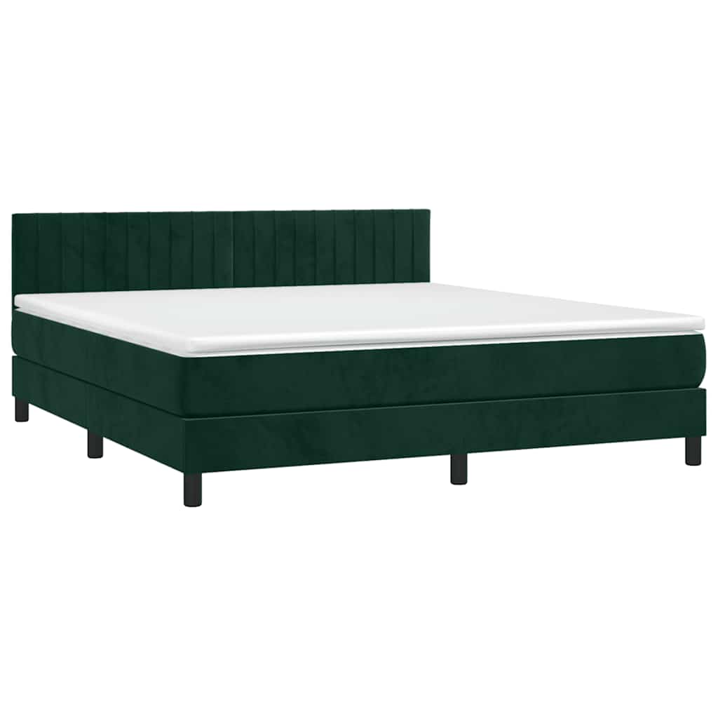 Boxspring met matras en LED fluweel donkergroen 160x200 cm is nu te koop bij PeponiXL, paradijselijk wonen!