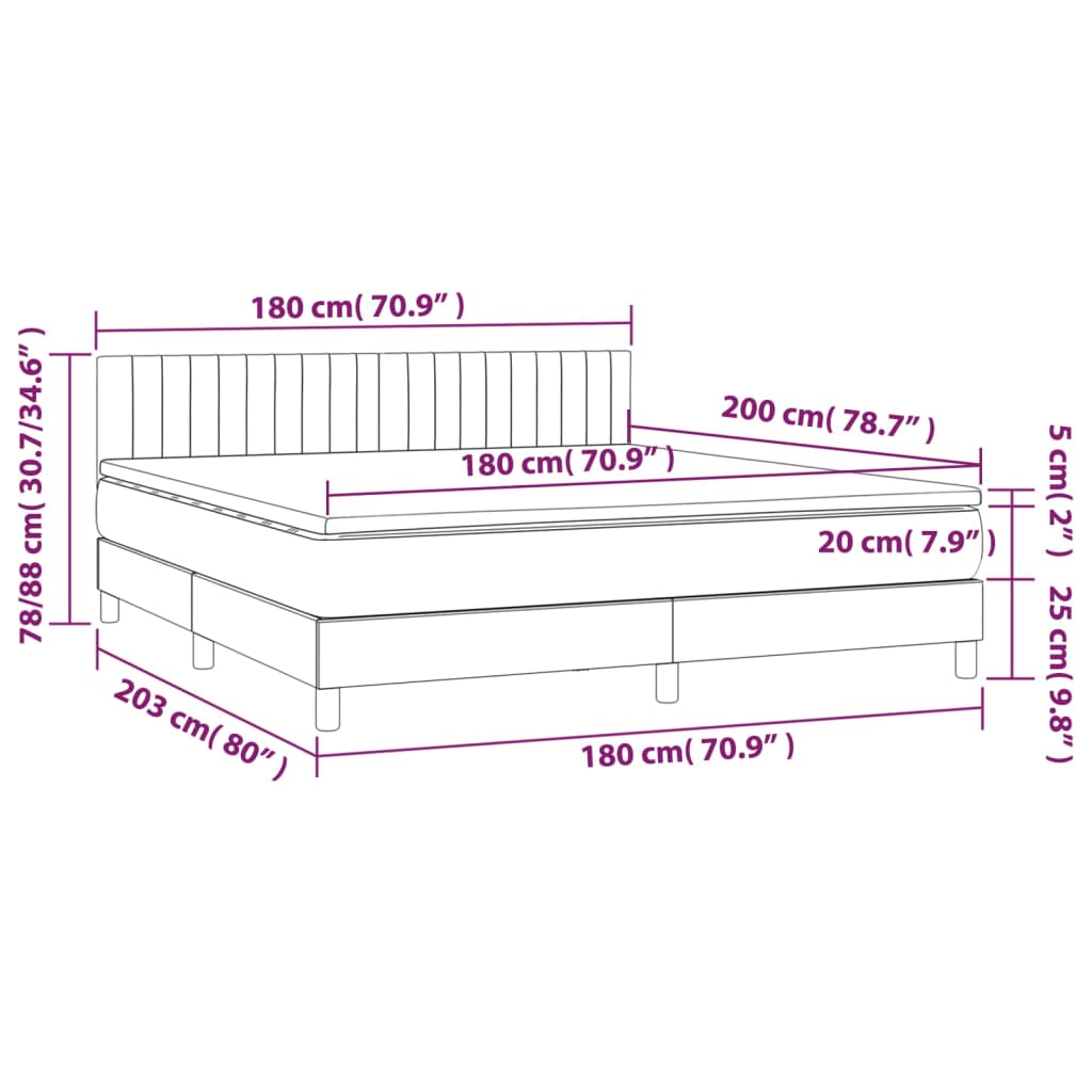 Boxspring met matras en LED fluweel donkergrijs 180x200 cm is nu te koop bij PeponiXL, paradijselijk wonen!