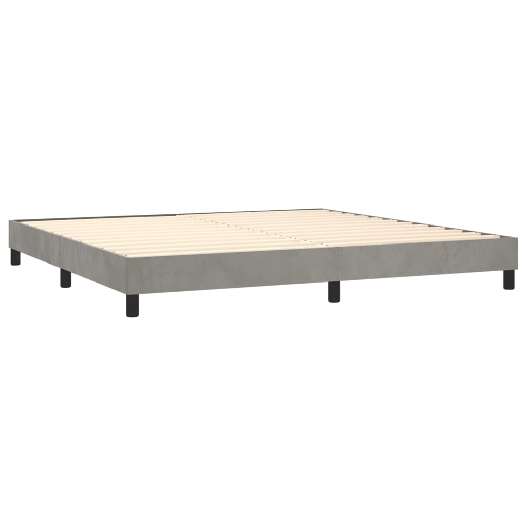 Boxspring met matras en LED fluweel lichtgrijs 200x200 cm is nu te koop bij PeponiXL, paradijselijk wonen!