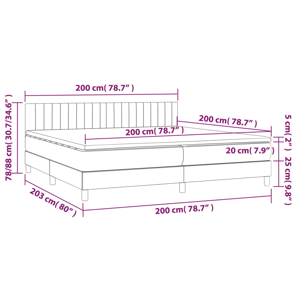 Boxspring met matras en LED fluweel lichtgrijs 200x200 cm is nu te koop bij PeponiXL, paradijselijk wonen!