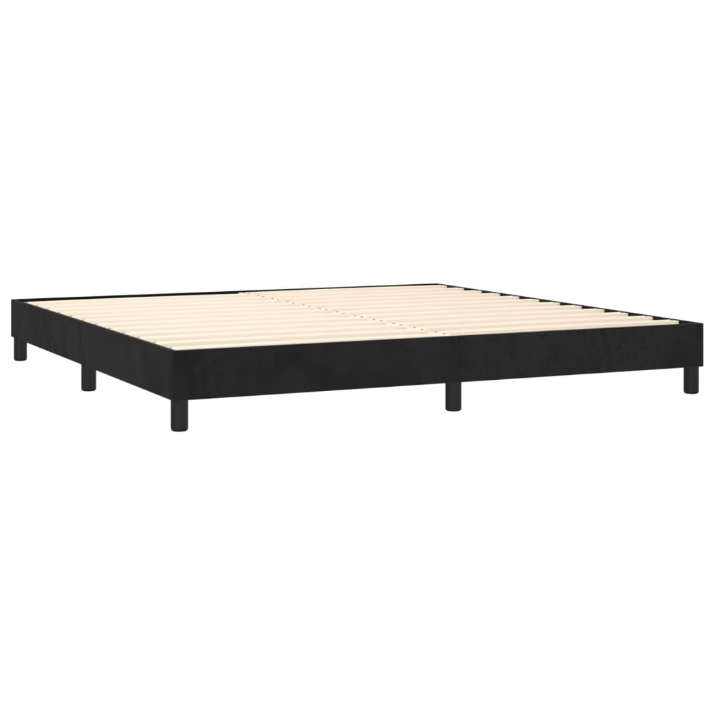 Boxspring met matras en LED fluweel zwart 200x200 cm is nu te koop bij PeponiXL, paradijselijk wonen!