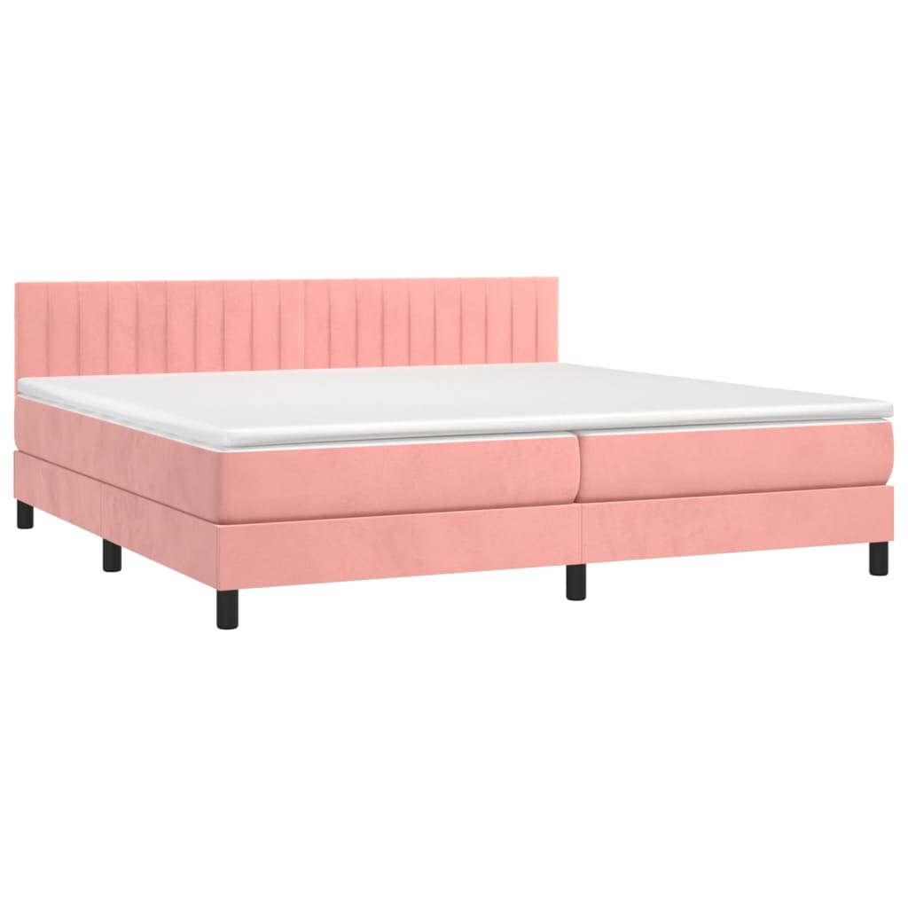 Boxspring met matras en LED fluweel roze 200x200 cm is nu te koop bij PeponiXL, paradijselijk wonen!