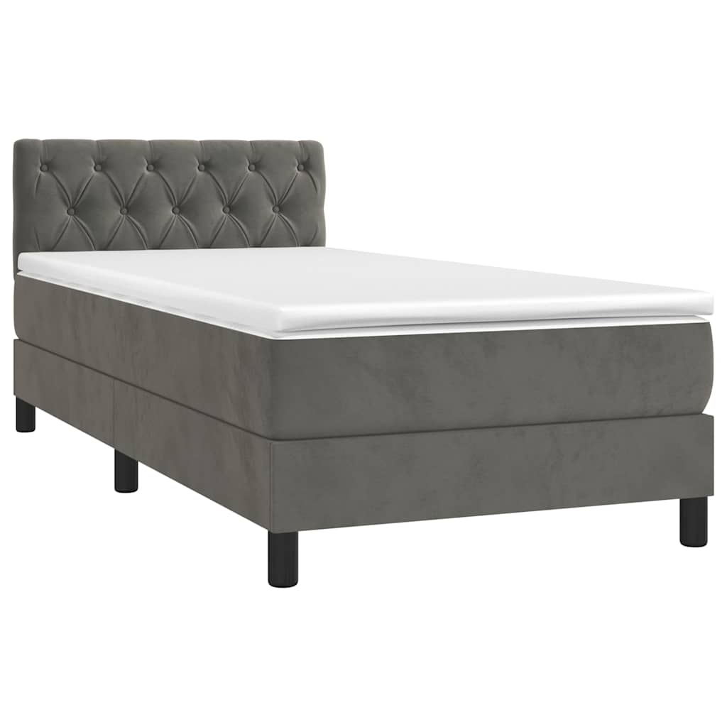 Boxspring met matras en LED fluweel donkergrijs 80x200 cm is nu te koop bij PeponiXL, paradijselijk wonen!