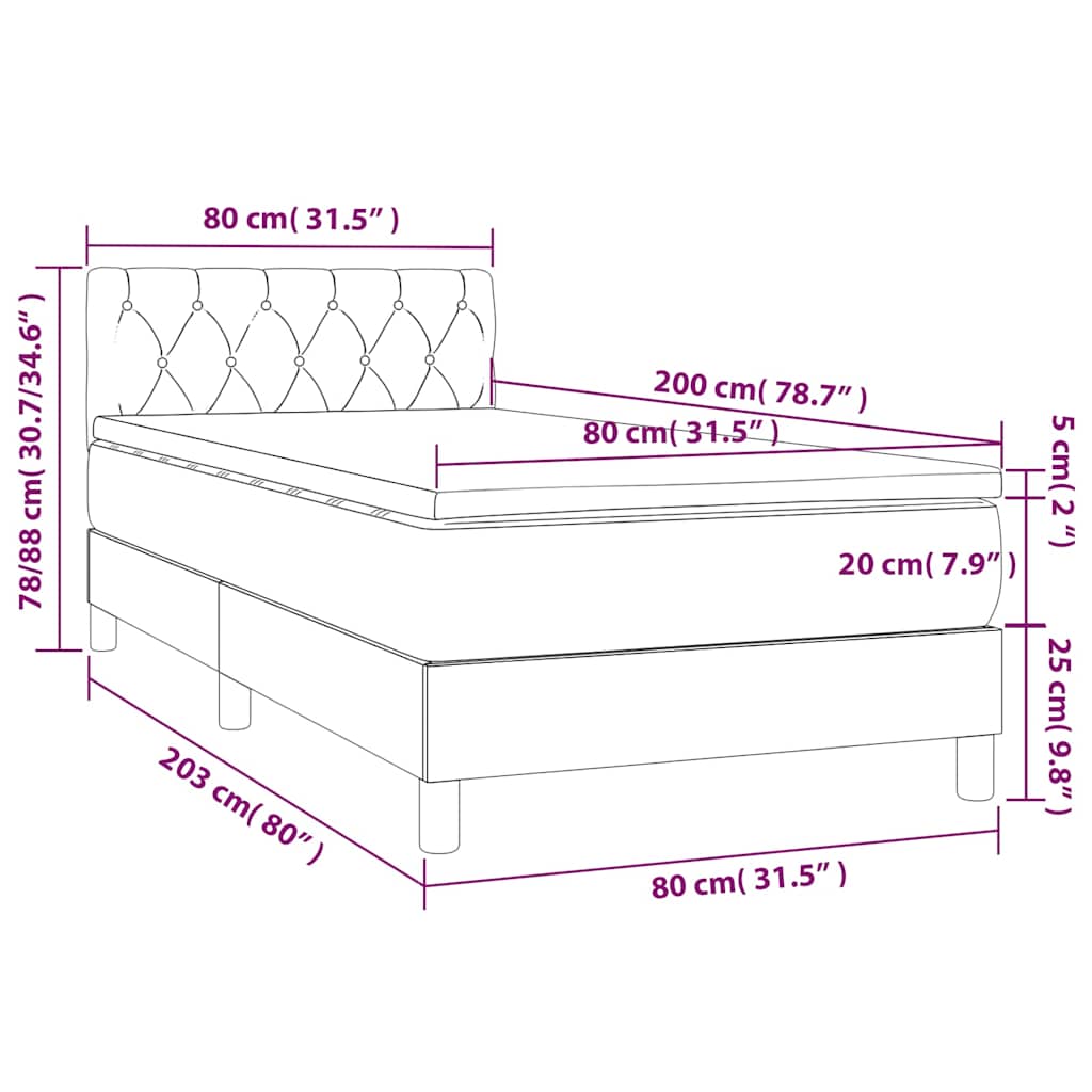 Boxspring met matras en LED fluweel donkergrijs 80x200 cm is nu te koop bij PeponiXL, paradijselijk wonen!