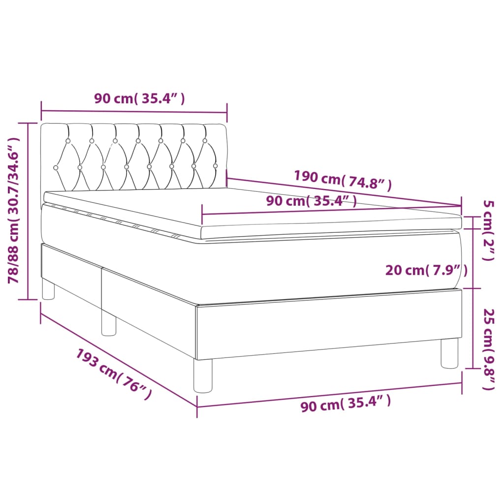 Boxspring met matras en LED fluweel zwart 90x190 cm is nu te koop bij PeponiXL, paradijselijk wonen!