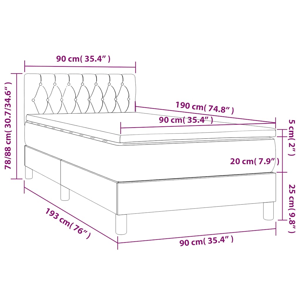 Boxspring met matras en LED fluweel donkergroen 90x190 cm is nu te koop bij PeponiXL, paradijselijk wonen!