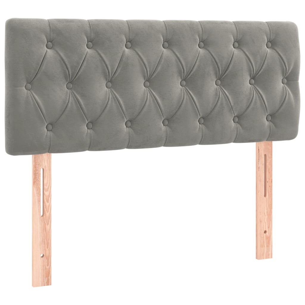 Boxspring met matras en LED fluweel lichtgrijs 90x200 cm is nu te koop bij PeponiXL, paradijselijk wonen!
