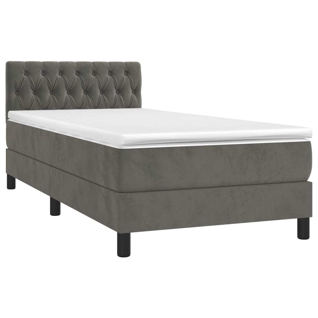 Boxspring met matras en LED fluweel donkergrijs 90x200 cm is nu te koop bij PeponiXL, paradijselijk wonen!