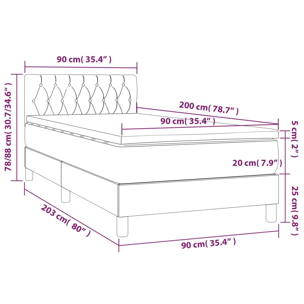 Boxspring met matras en LED fluweel donkergrijs 90x200 cm is nu te koop bij PeponiXL, paradijselijk wonen!