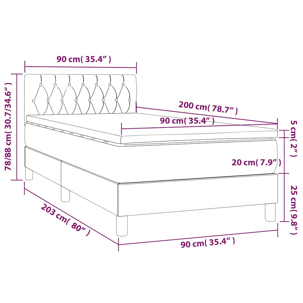 Boxspring met matras en LED fluweel donkergroen 90x200 cm is nu te koop bij PeponiXL, paradijselijk wonen!