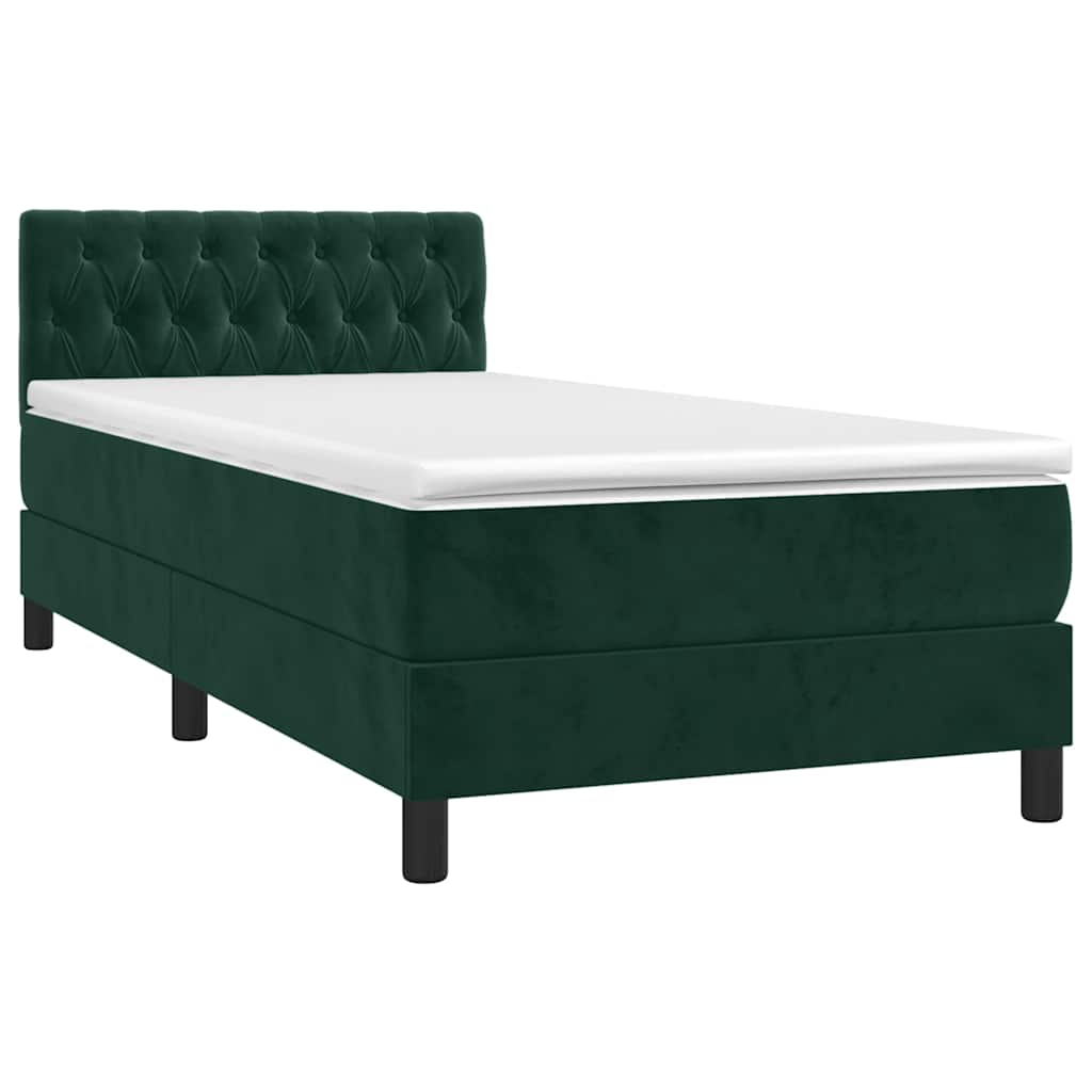 Boxspring met matras en LED fluweel donkergroen 100x200 cm is nu te koop bij PeponiXL, paradijselijk wonen!