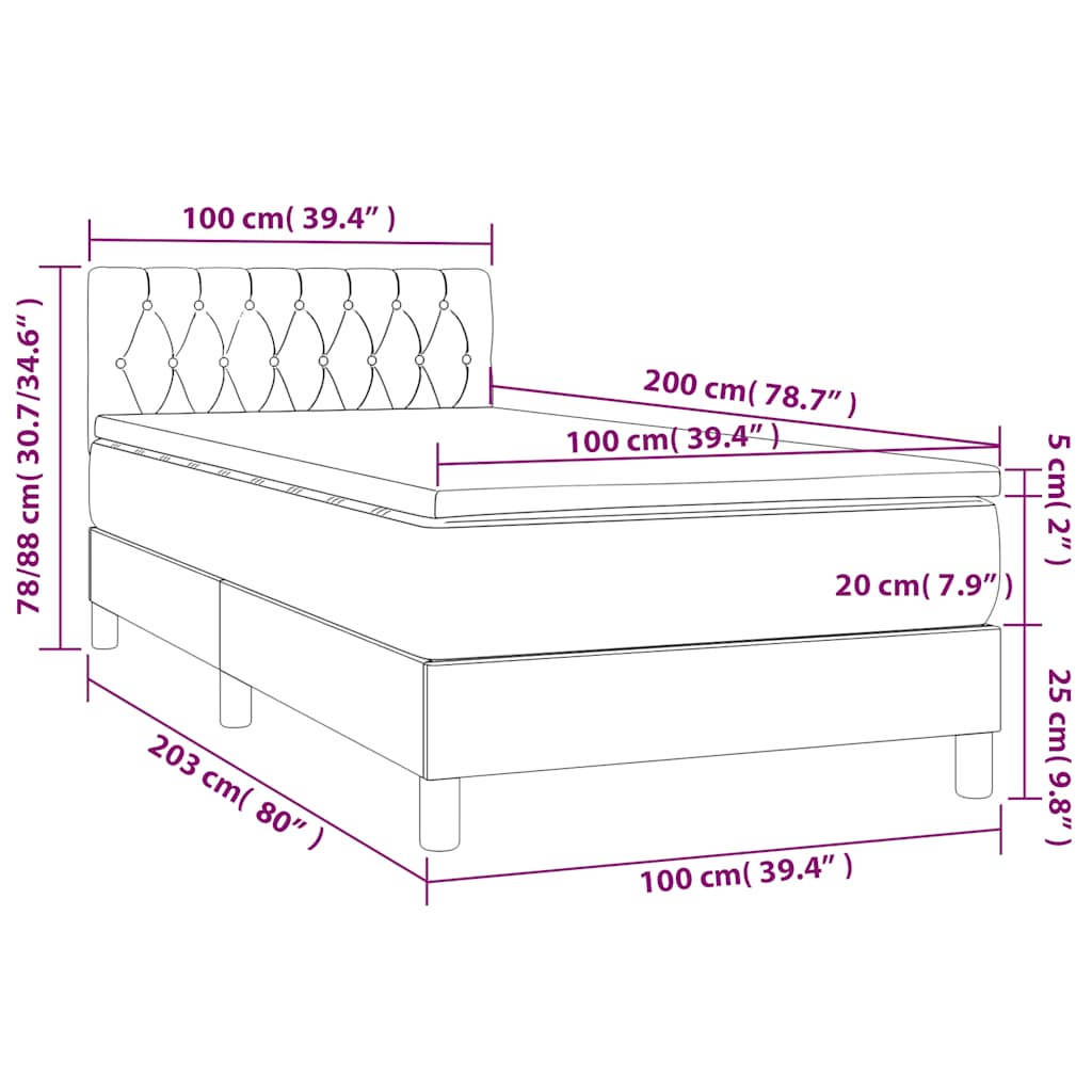 Boxspring met matras en LED fluweel donkergroen 100x200 cm is nu te koop bij PeponiXL, paradijselijk wonen!