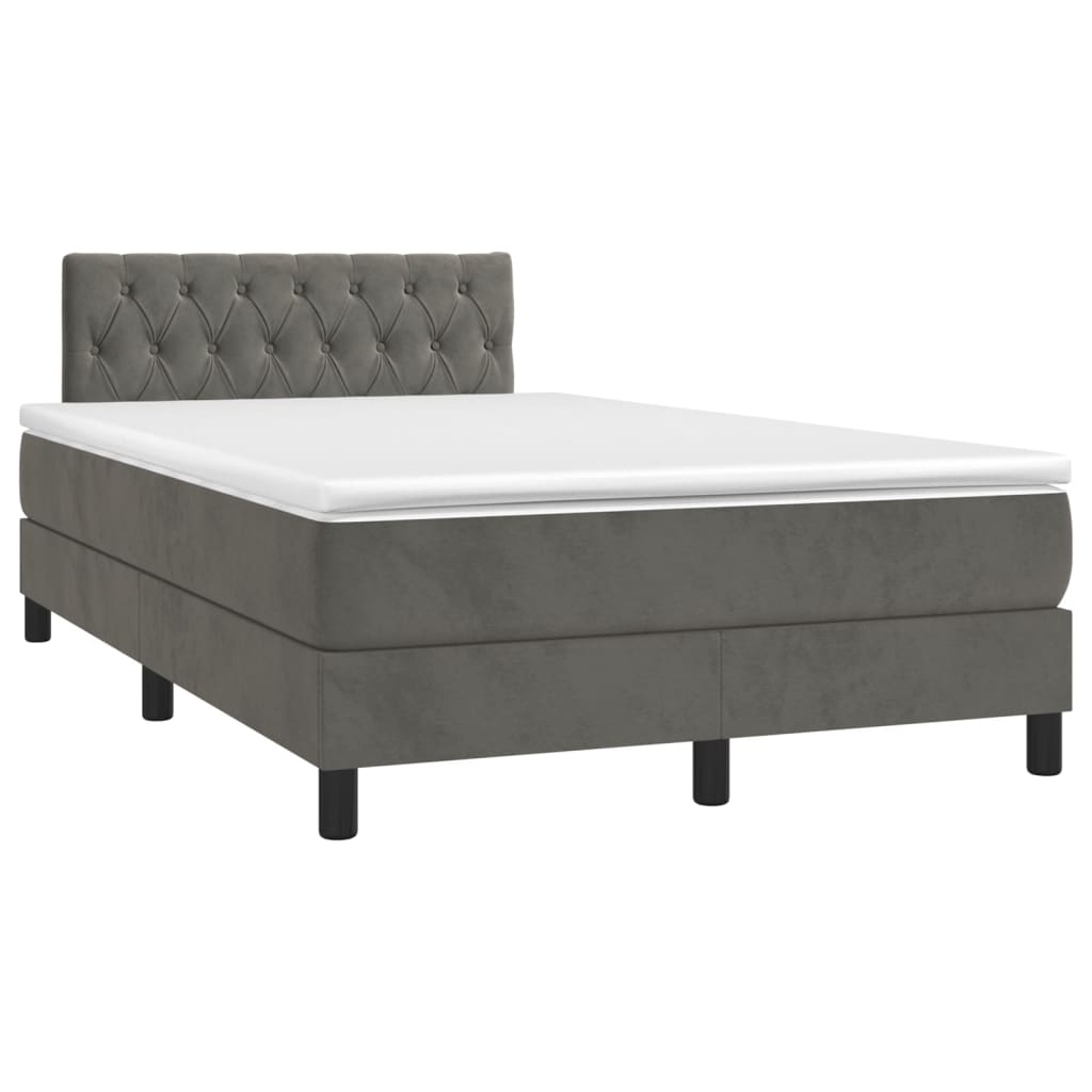 Boxspring met matras en LED fluweel donkergrijs 120x200 cm is nu te koop bij PeponiXL, paradijselijk wonen!