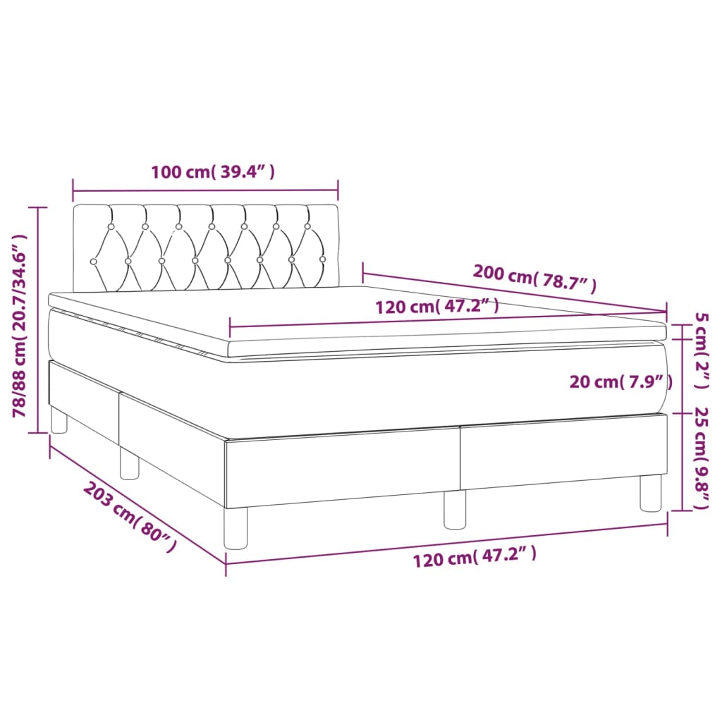 Boxspring met matras en LED fluweel donkergrijs 120x200 cm is nu te koop bij PeponiXL, paradijselijk wonen!