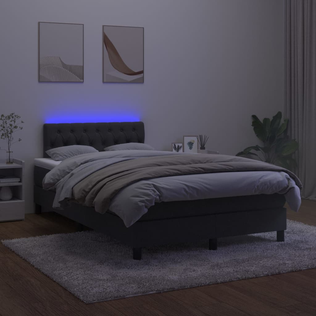 Boxspring met matras en LED fluweel zwart 120x200 cm is nu te koop bij PeponiXL, paradijselijk wonen!