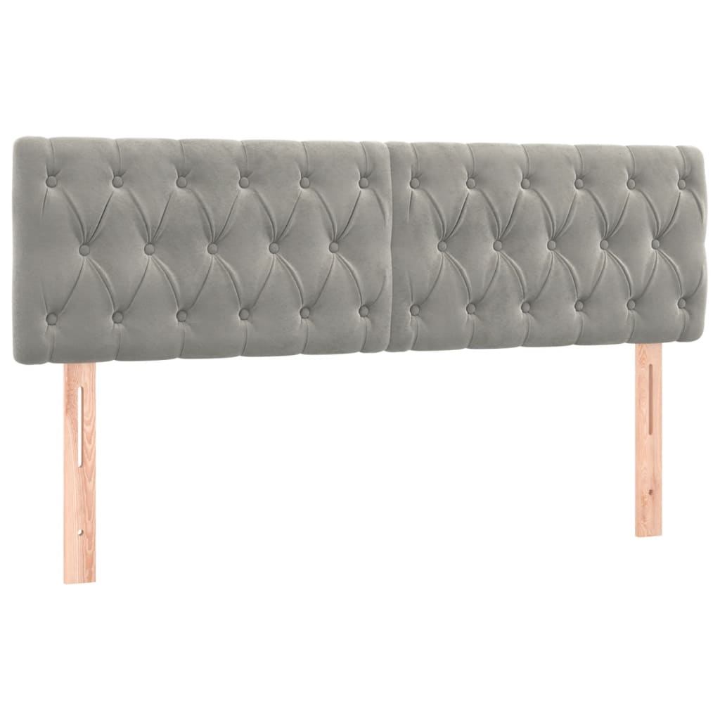 Boxspring met matras en LED fluweel lichtgrijs 140x190 cm is nu te koop bij PeponiXL, paradijselijk wonen!