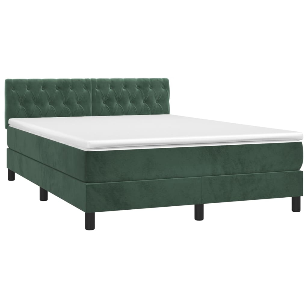 Boxspring met matras en LED fluweel donkergroen 140x190 cm is nu te koop bij PeponiXL, paradijselijk wonen!