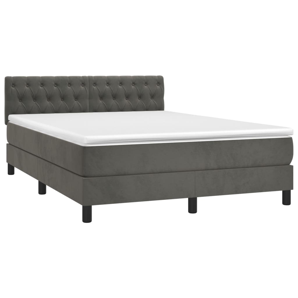Boxspring met matras en LED fluweel donkergrijs 140x200 cm is nu te koop bij PeponiXL, paradijselijk wonen!