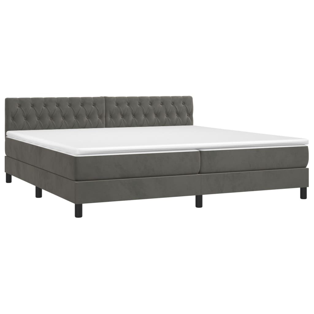 Boxspring met matras en LED fluweel donkergrijs 200x200 cm is nu te koop bij PeponiXL, paradijselijk wonen!