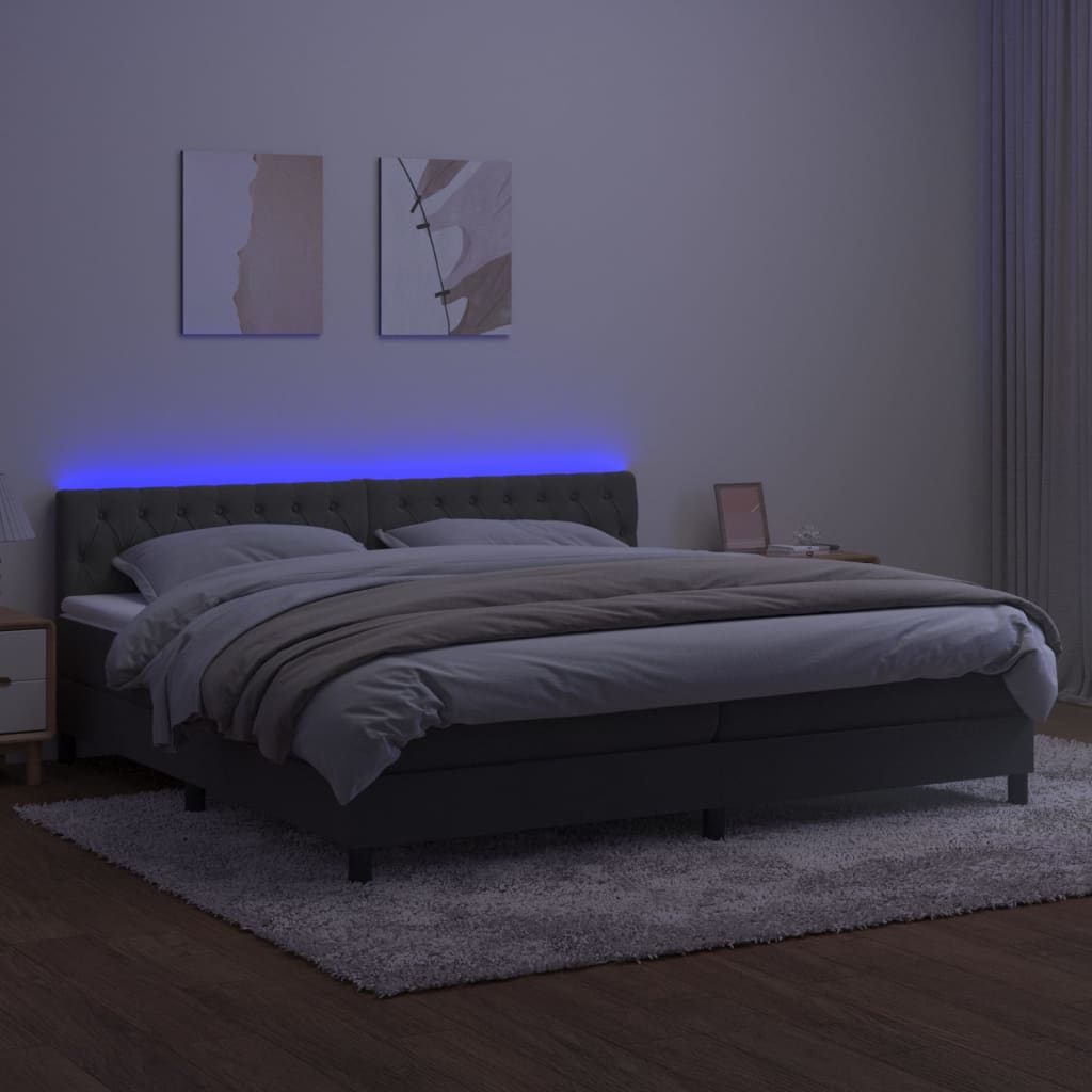 Boxspring met matras en LED fluweel donkergrijs 200x200 cm is nu te koop bij PeponiXL, paradijselijk wonen!