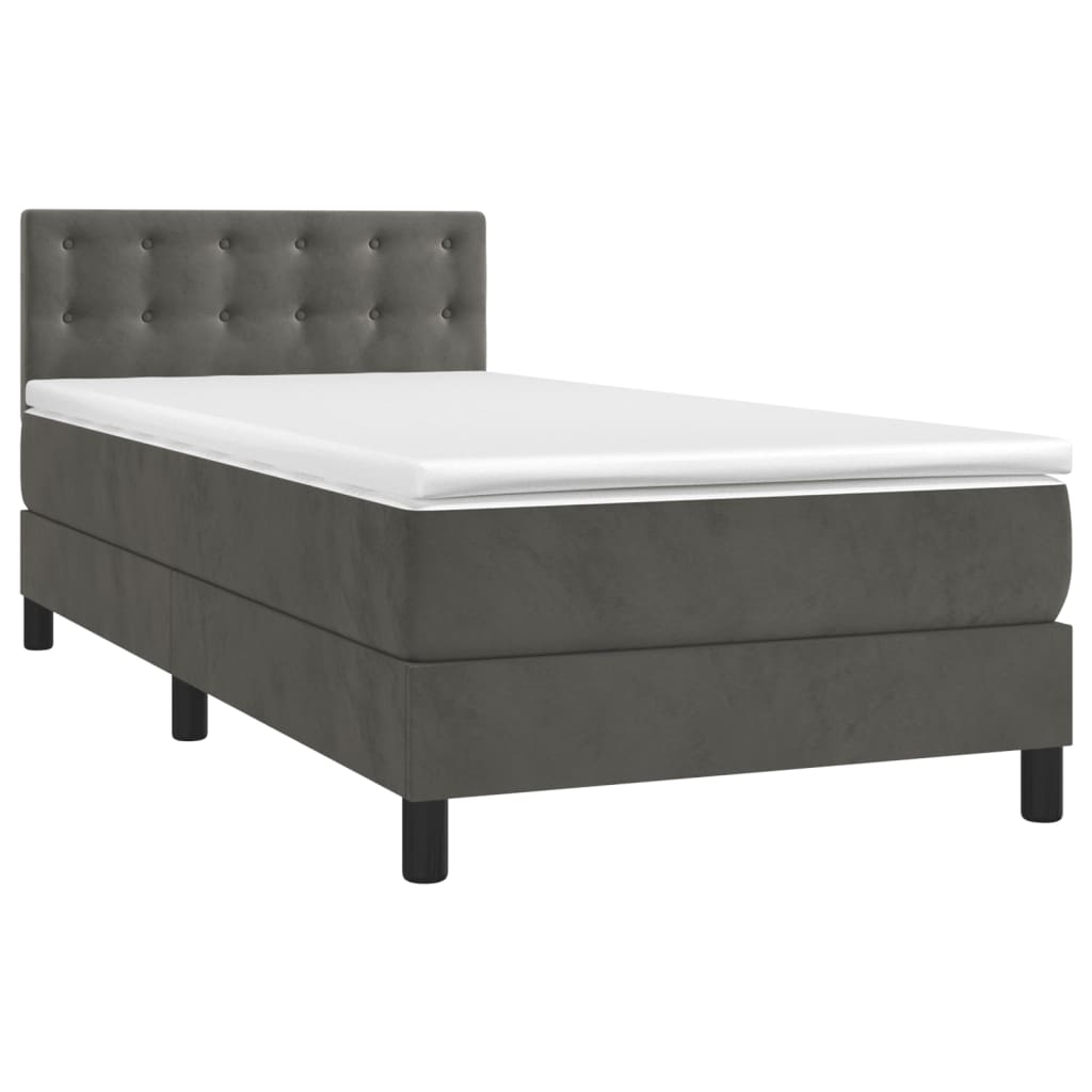Boxspring met matras en LED fluweel donkergrijs 80x200 cm is nu te koop bij PeponiXL, paradijselijk wonen!